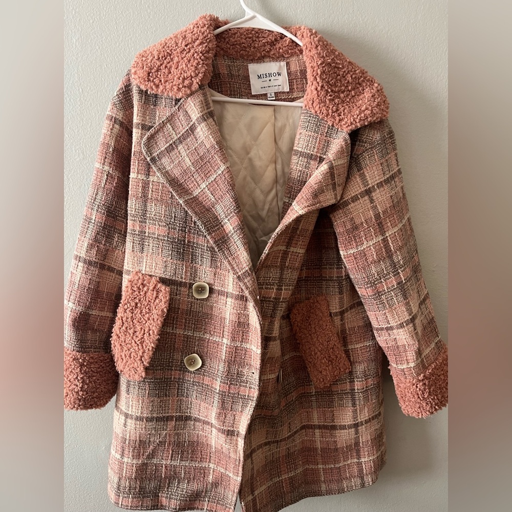 Women's Pink Plaid Coat